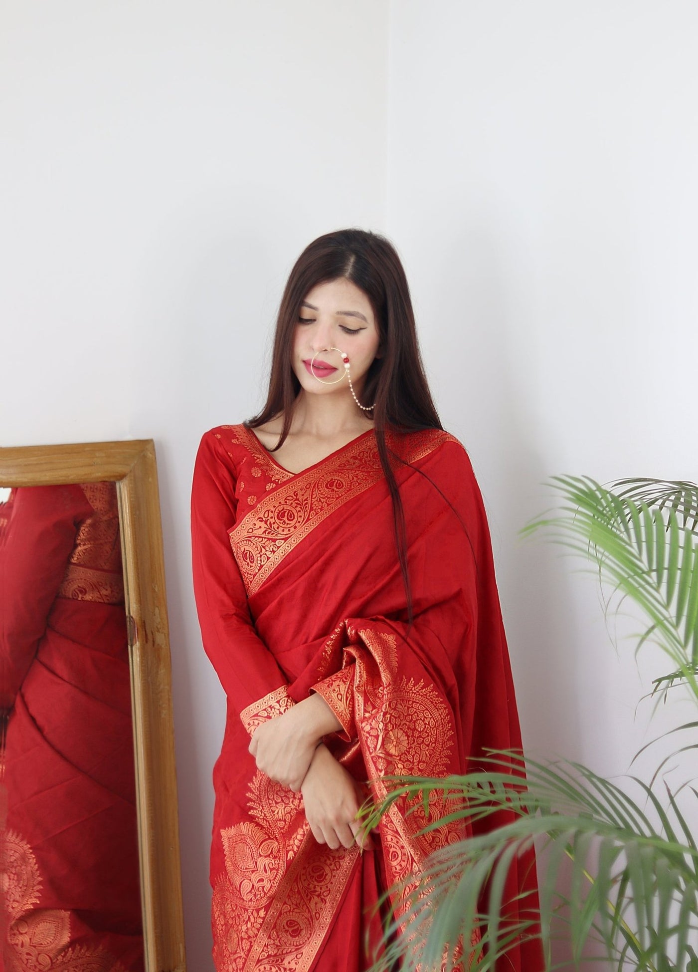 Preferable Maroon Pure Kanjivaram Silk Saree Weaved With Copper Zari Comes With Confounding Blouse Piece - Almaari Fashion