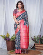 Pure Banarasi Digitally Printed Silk Saree Weaved With Zari Comes With Tassels.