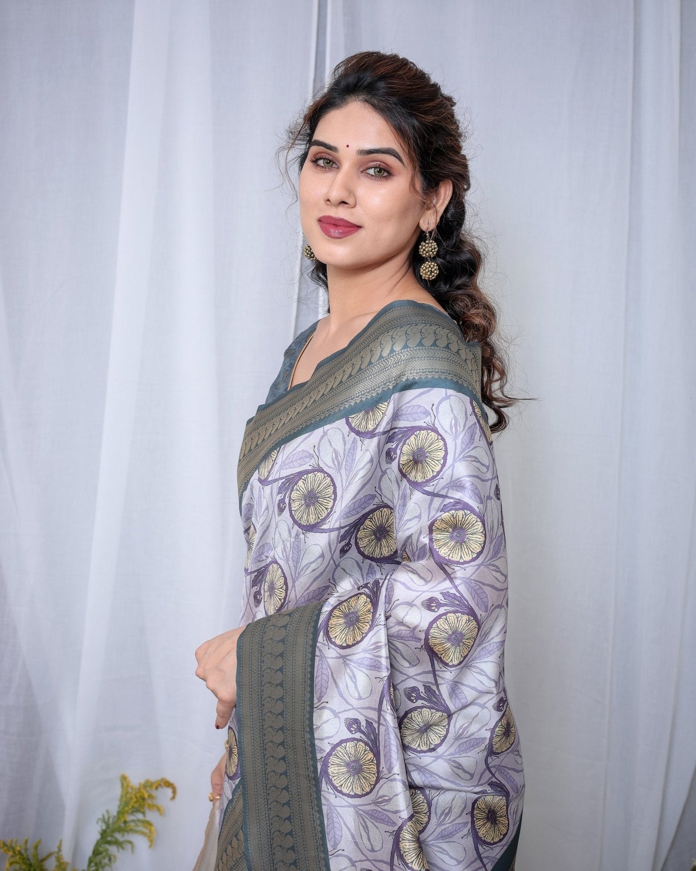 Pure Banarasi Digitally Printed Silk Saree Weaved With Zari Comes With Tassels. - Almaari Fashion