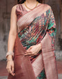 Multicolor Geometric Print Banarasi Silk Saree with Copper Zari Border