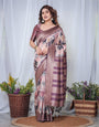 Pure Banarasi Digitally Printed Silk Saree Weaved With Zari Comes With Tassels.