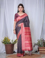 Pure Banarasi Digitally Printed Silk Saree Weaved With Zari Comes With Tassels.