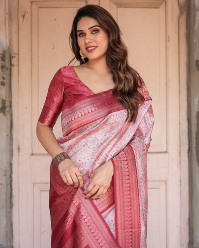 Pure Banarasi Digitally Printed Silk Saree Weaved With Zari Comes With Tassels. - Almaari Fashion