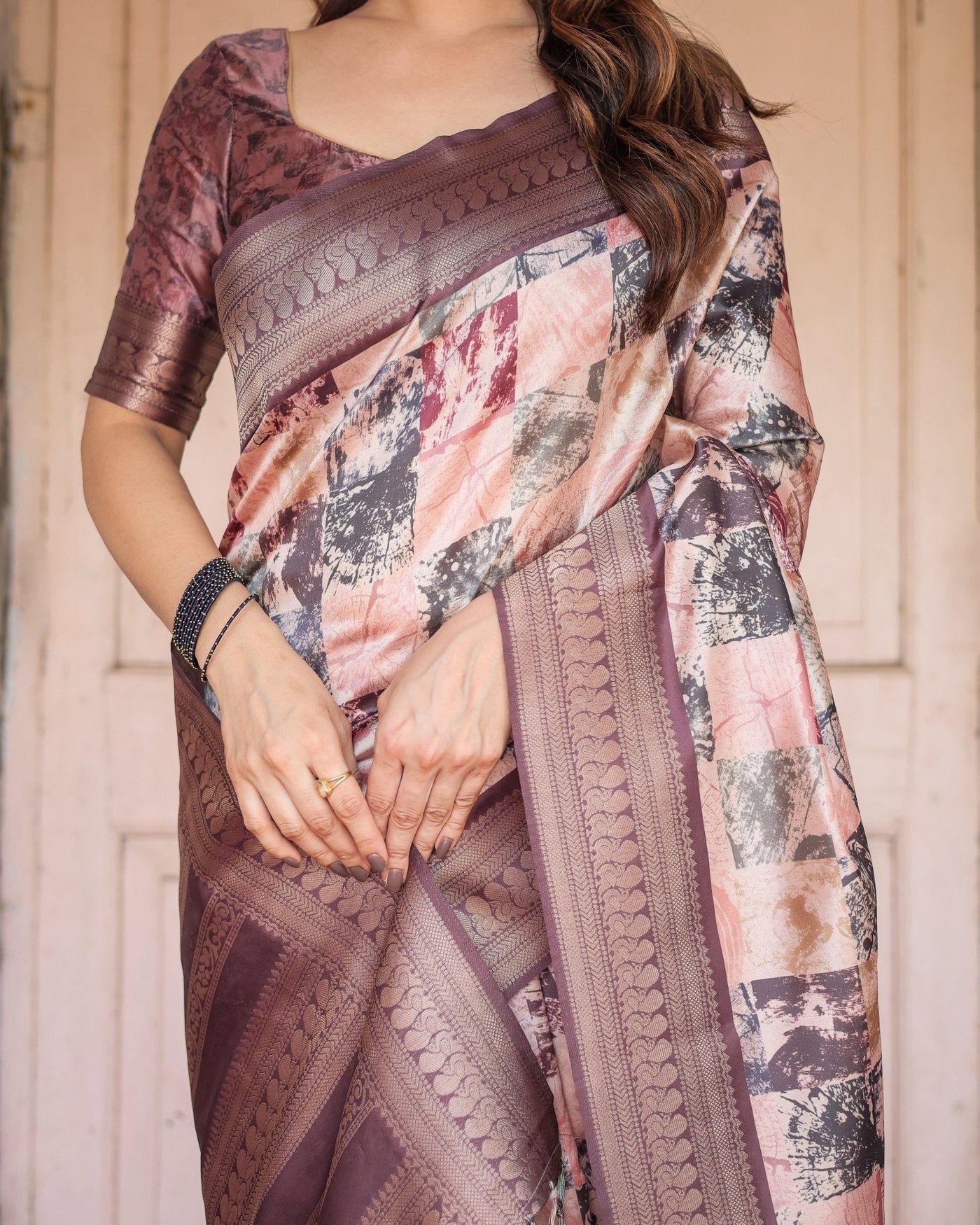 Pure Banarasi Digitally Printed Silk Saree Weaved With Zari Comes With Tassels. - Almaari Fashion