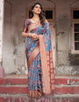 Pure Banarasi Digitally Printed Silk Saree Weaved With Zari Comes With Tassels