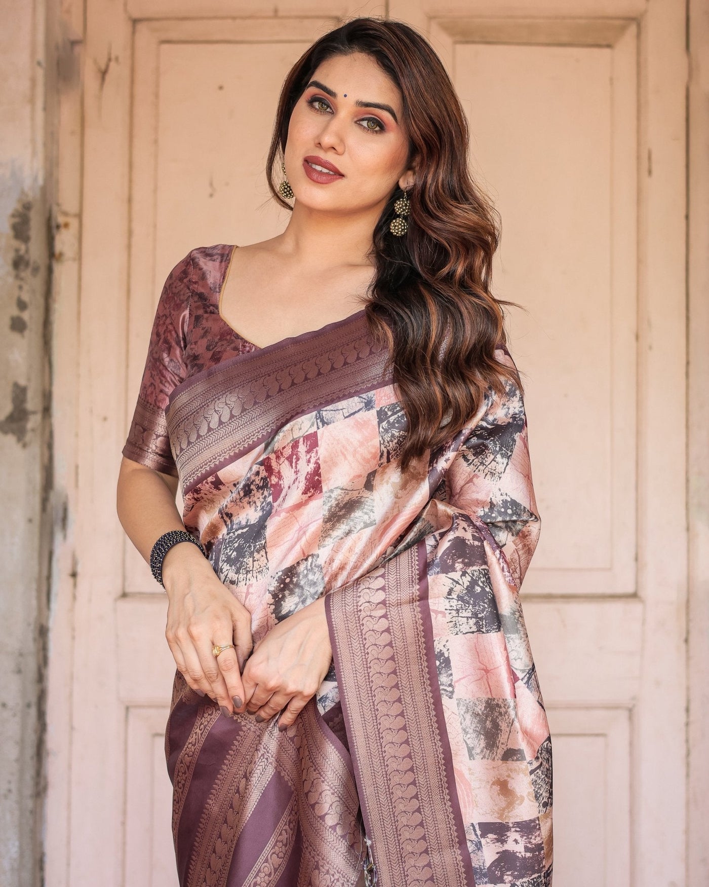 Pure Banarasi Digitally Printed Silk Saree Weaved With Zari Comes With Tassels. - Almaari Fashion