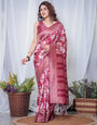 Pure Banarasi Digitally Printed Silk Saree Weaved With Zari Comes With Tassels.