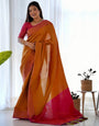 Pure Banarasi Silk Saree Weaved With Copper Zari