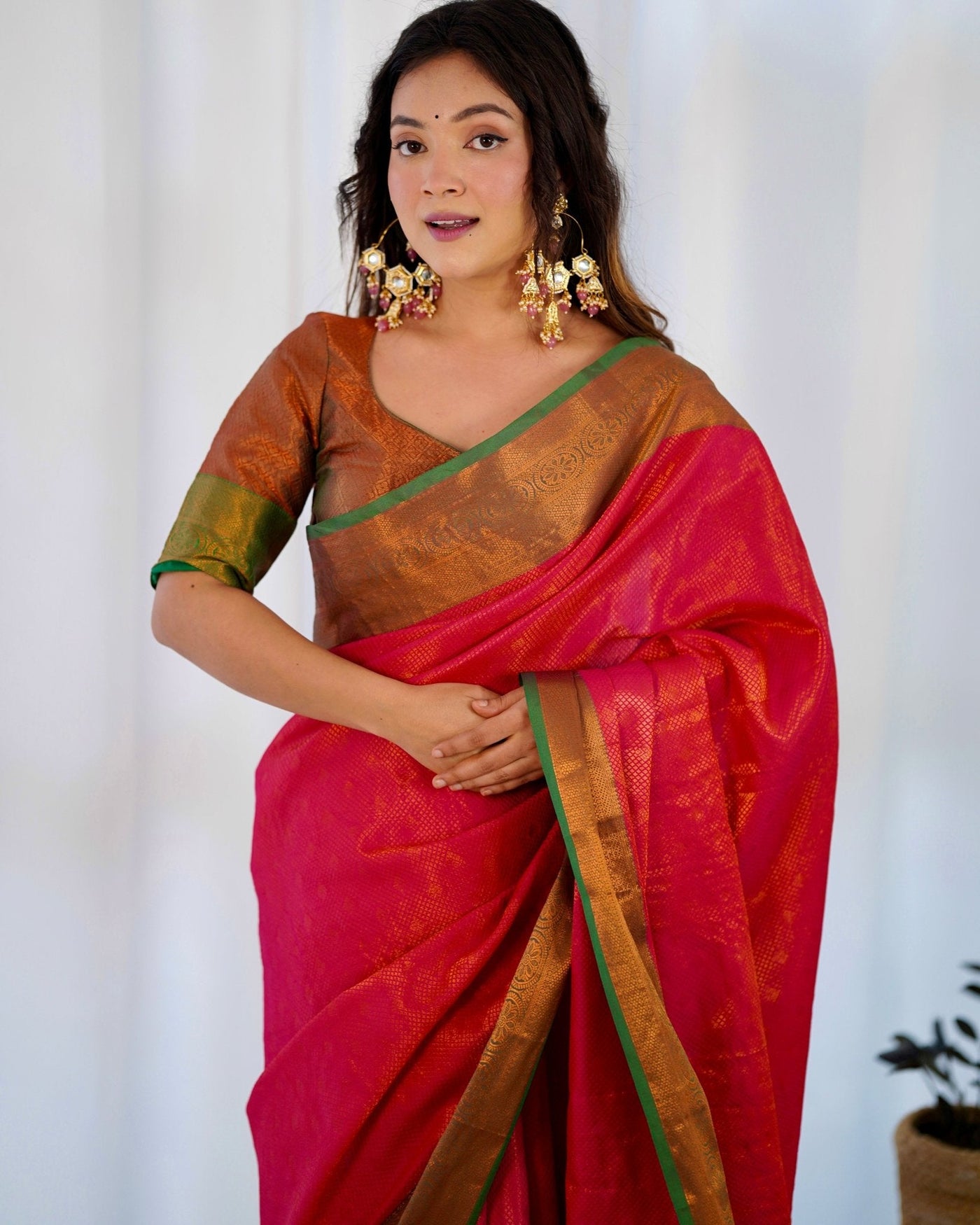 Pure Banarasi Silk Saree Weaved With Copper Zari - Almaari Fashion