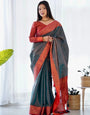 Pure Banarasi Silk Saree Weaved With Copper Zari