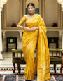 Pure Banarasi Silk Saree Weaved With Copper Zari Comes With Heavy Banarasi Brocade Blouse