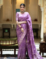 Pure Banarasi Silk Saree Weaved With Copper Zari Comes With Heavy Banarasi Brocade Blouse