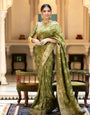 Pure Banarasi Silk Saree Weaved With Copper Zari Comes With Heavy Banarasi Brocade Blouse