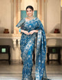 Pure Banarasi Silk Saree Weaved With Copper Zari Comes With Heavy Banarasi Brocade Blouse