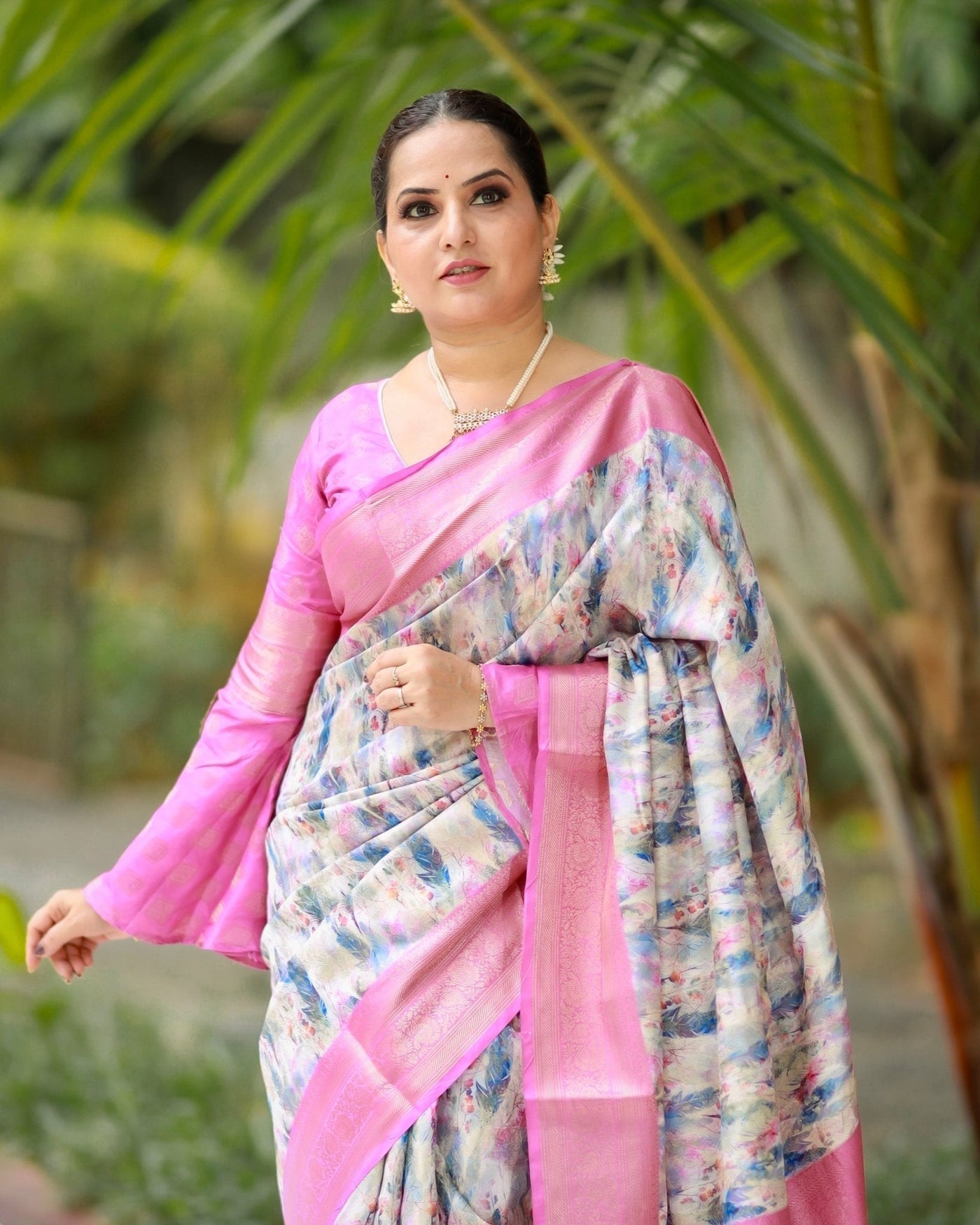 Pure Banarasi Silk Saree Weaved With Golden Zari Comes With Tassels - Almaari Fashion