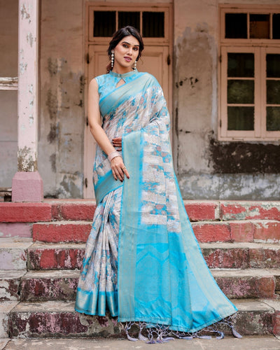 Pure Banarasi Silk Saree Weaved With Golden Zari Comes With Tassels - Almaari Fashion