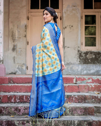 Pure Banarasi Silk Saree Weaved With Golden Zari Comes With Tassels - Almaari Fashion