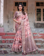 Pure Banarasi Silk Saree Weaved With Golden Zari Comes With Tassels