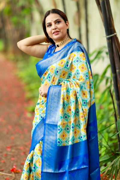 Pure Banarasi Silk Saree Weaved With Golden Zari Comes With Tassels - Almaari Fashion