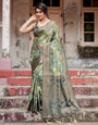 Pure Banarasi Silk Saree Weaved With Golden Zari Comes With Tassels