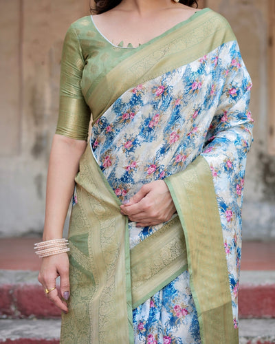 Pure Banarasi Silk Saree Weaved With Golden Zari Comes With Tassels - Almaari Fashion