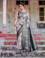 Pure Banarasi Silk Saree Weaved With Golden Zari Comes With Tassels