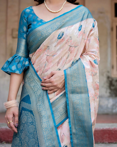 Pure Banarasi Silk Saree Weaved With Golden Zari Comes With Tassels - Almaari Fashion