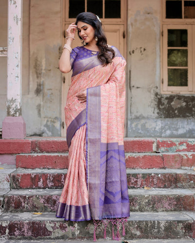 Pure Banarasi Silk Saree Weaved With Golden Zari Comes With Tassels - Almaari Fashion