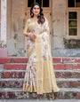 Pure Banarasi Silk Saree Weaved With Golden Zari Comes With Tassels