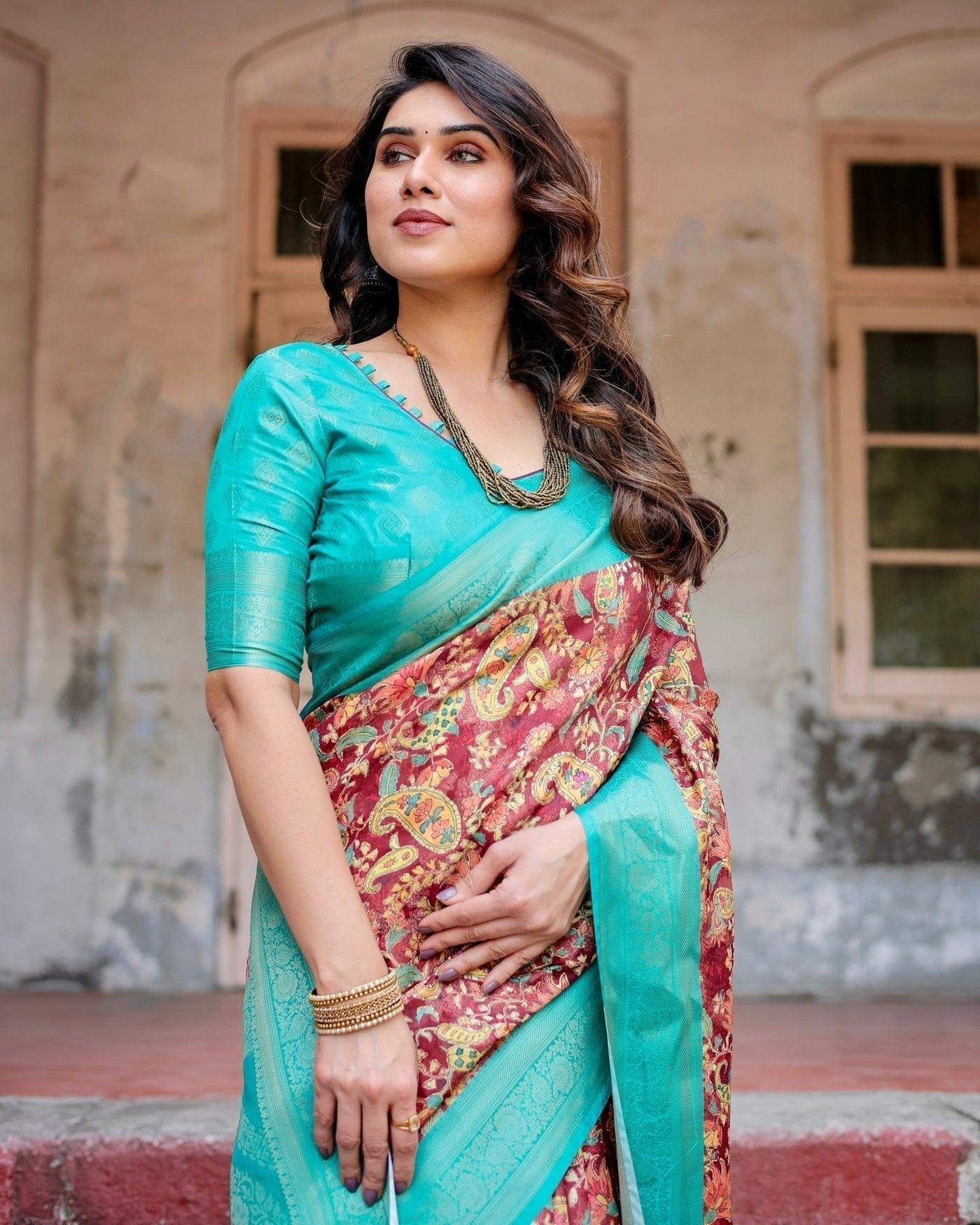 Pure Banarasi Silk Saree Weaved With Golden Zari Comes With Tassels - Almaari Fashion