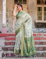 Pure Banarasi Silk Saree Weaved With Golden Zari Comes With Tassels