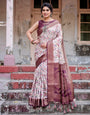 Pure Banarasi Silk Saree Weaved With Golden Zari Comes With Tassels
