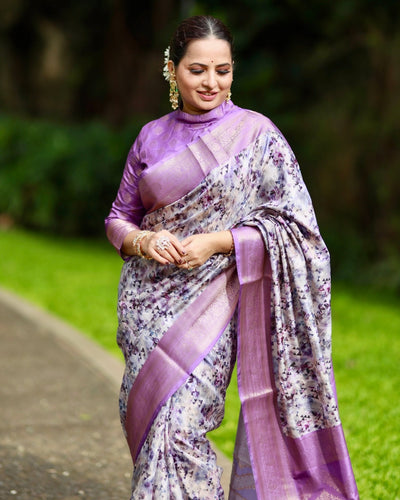 Pure Banarasi Silk Saree Weaved With Golden Zari Comes With Tassels - Almaari Fashion