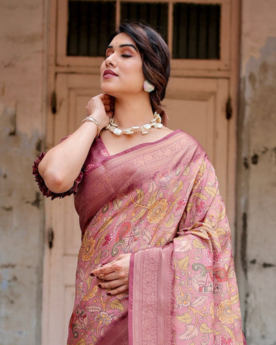 Pure Banarasi Silk Saree Weaved With Golden Zari Comes With Tassels - Almaari Fashion