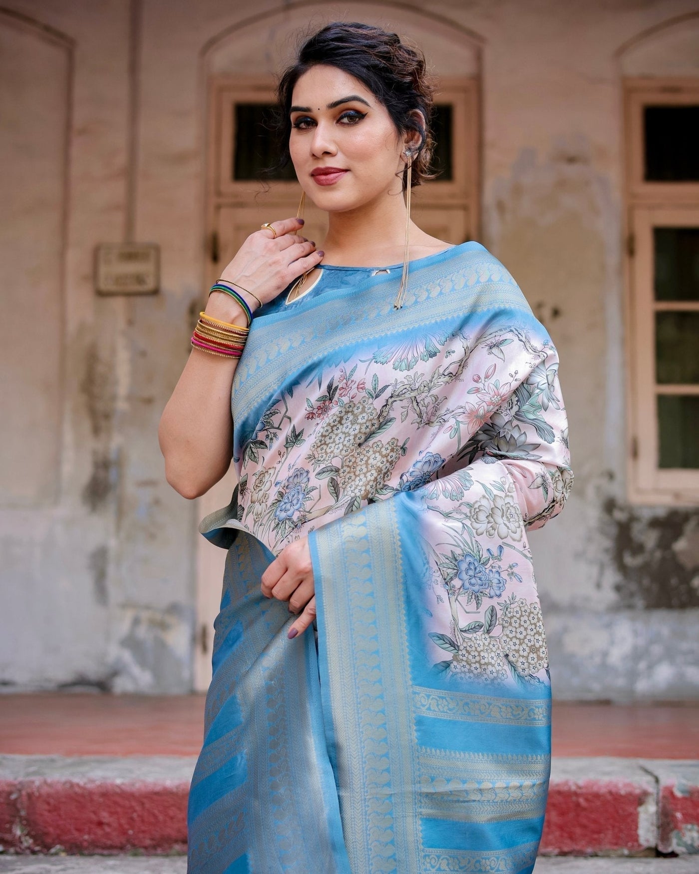 Pure Banarasi Silk Saree Weaved With Golden Zari Comes With Tassels - Almaari Fashion