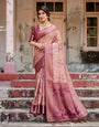 Pure Banarasi Silk Saree Weaved With Golden Zari Comes With Tassels