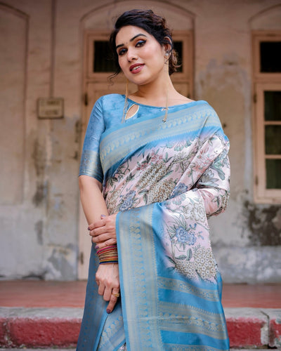 Pure Banarasi Silk Saree Weaved With Golden Zari Comes With Tassels - Almaari Fashion