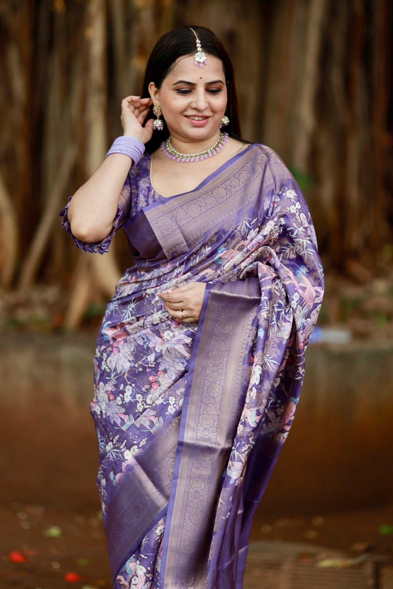 Pure Banarasi Silk Saree Weaved With Golden Zari Comes With Tassels - Almaari Fashion