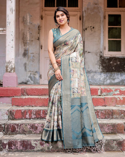 Pure Banarasi Silk Saree Weaved With Golden Zari Comes With Tassels - Almaari Fashion