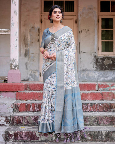 Pure Banarasi Silk Saree Weaved With Golden Zari Comes With Tassels - Almaari Fashion