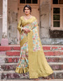 Pure Banarasi Silk Saree Weaved With Golden Zari Comes With Tassels