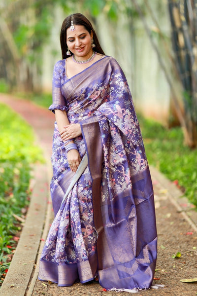 Pure Banarasi Silk Saree Weaved With Golden Zari Comes With Tassels - Almaari Fashion