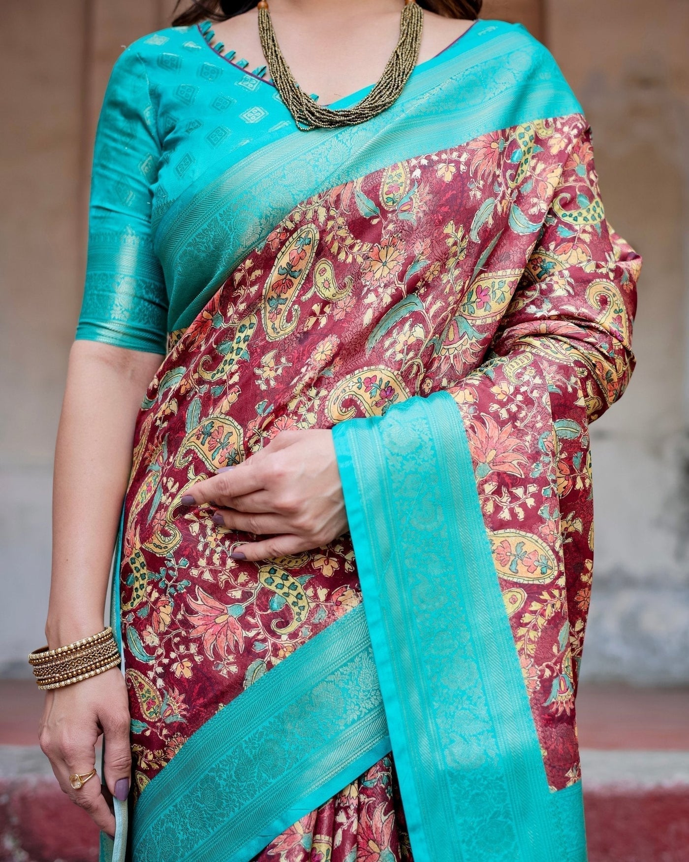 Pure Banarasi Silk Saree Weaved With Golden Zari Comes With Tassels - Almaari Fashion