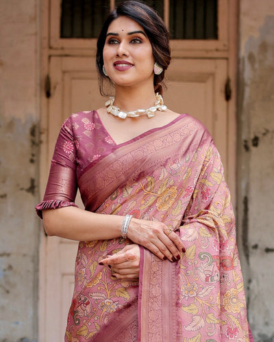 Pure Banarasi Silk Saree Weaved With Golden Zari Comes With Tassels - Almaari Fashion