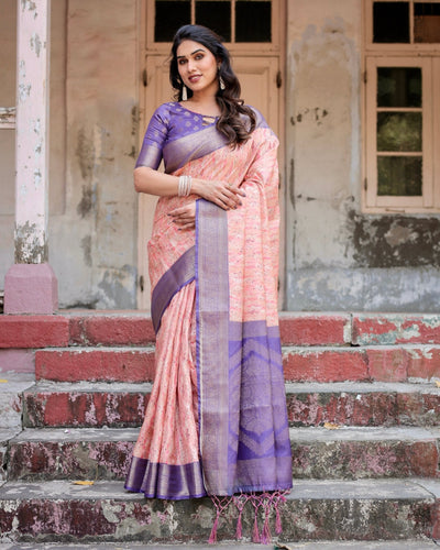 Pure Banarasi Silk Saree Weaved With Golden Zari Comes With Tassels - Almaari Fashion