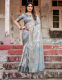 Pure Banarasi Silk Saree Weaved With Golden Zari Comes With Tassels