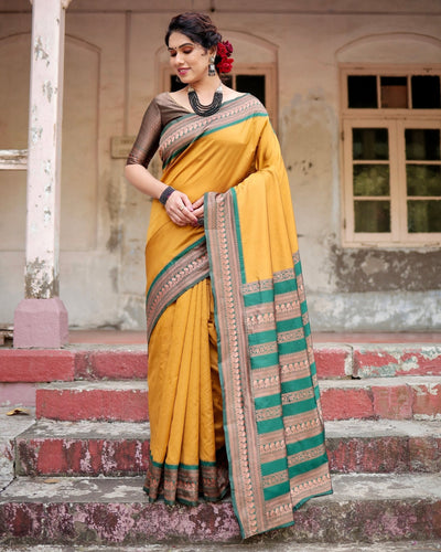 Pure Banarasi Silk Saree Weaved With Zari Comes With Heavy Banarasi Brocade Blouse - Almaari Fashion