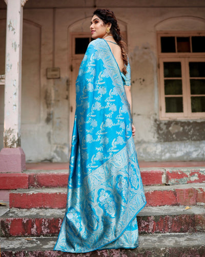 Pure Banarasi Silk Saree Weaved With Zari Comes With Heavy Banarasi Brocade Blouse - Almaari Fashion