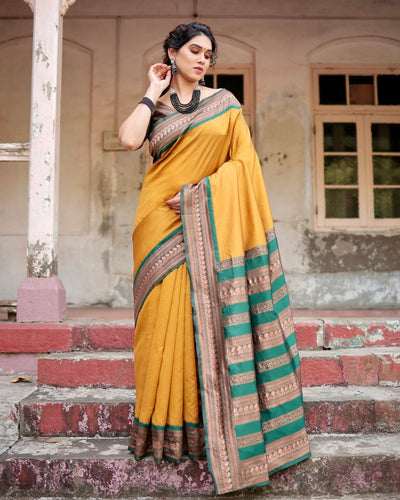 Pure Banarasi Silk Saree Weaved With Zari Comes With Heavy Banarasi Brocade Blouse - Almaari Fashion