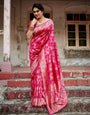 Pure Banarasi Silk Saree Weaved With Zari Comes With Heavy Banarasi Brocade Blouse